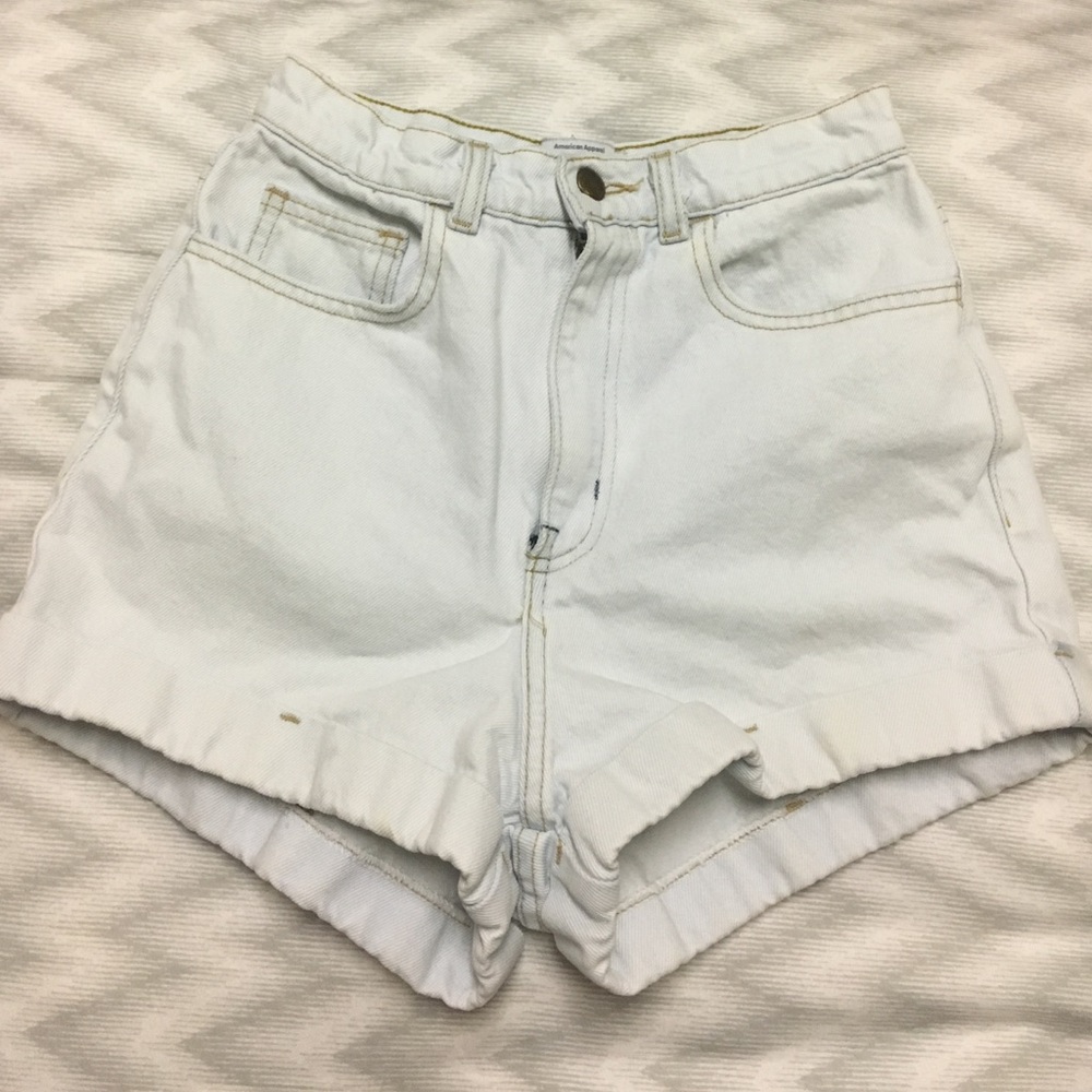 American Apparel high-waist jean white cuff shorts